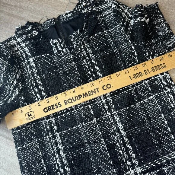 Very J Black & White Tweed Shift Dress – Women’s Medium – Chic Workwear - Picture 6 of 8